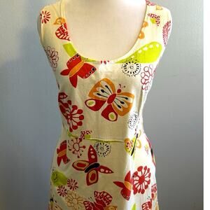 Vtg Fresh Produce Dress L Butterfly Flower 70 Retro Boho Summer Garden Fairy 90s